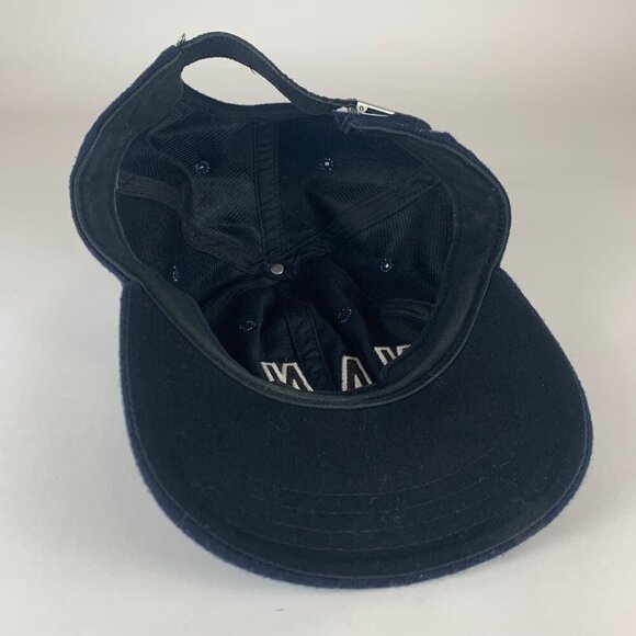 Vans Mens Navy Blue Wool Retro Crown Leather Strapback Hat - Picture 4 of 4